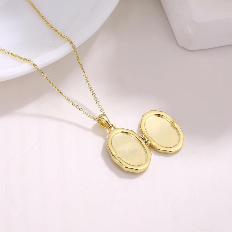 YOUFENG Love Heart Flower Locket Necklace that Holds Pictures Photo Locket Birthday Gifts - Image 4